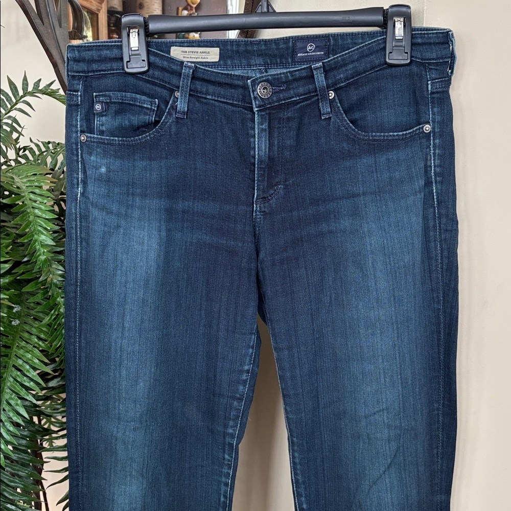AG Adriano Goldschmied The Stevie Ankle Slim Straight Ankle Jeans Dark Blue Wash - Picture 2 of 16